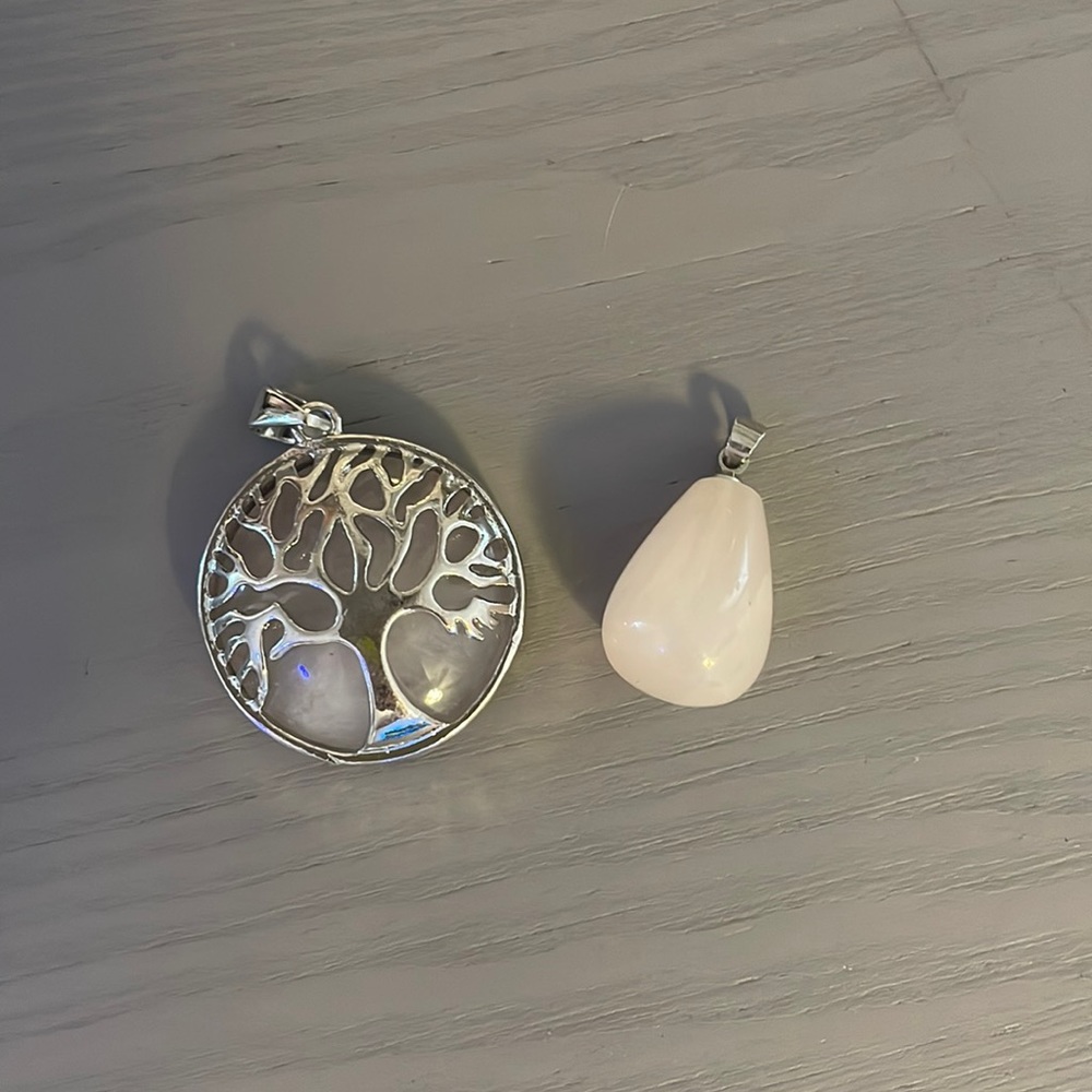 2 rose quartz pendants